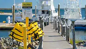 sea tow foundation yellow life jacket loaner station